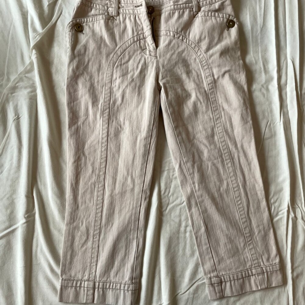Guy Laroche Femme Beige/Cream Denim Jeans with Stitch Detailing